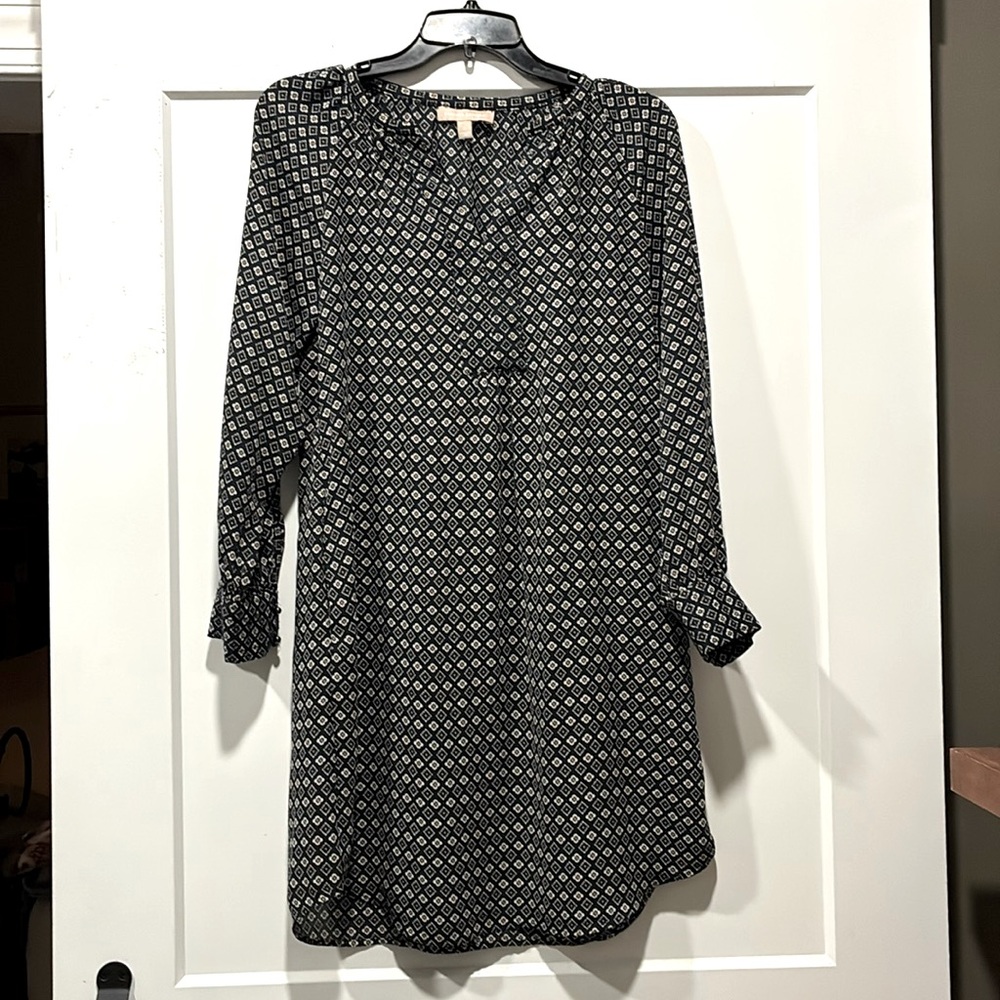 Banana Republic Dress Tunic Top Long Sleeve Navy and Gold